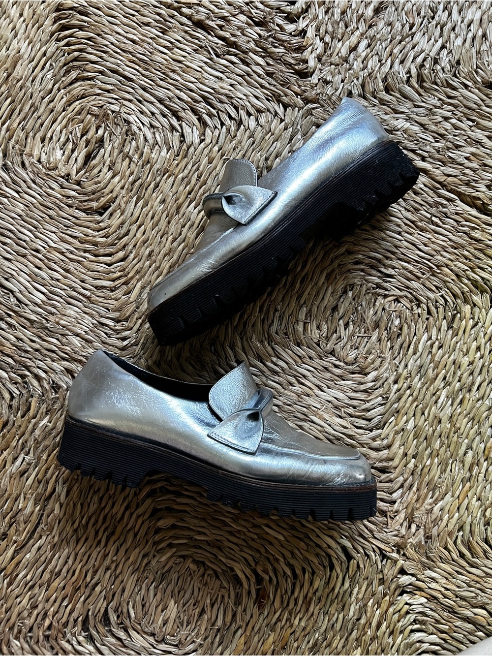 Intentionally Blank Metallic Lug-Sole Loafers